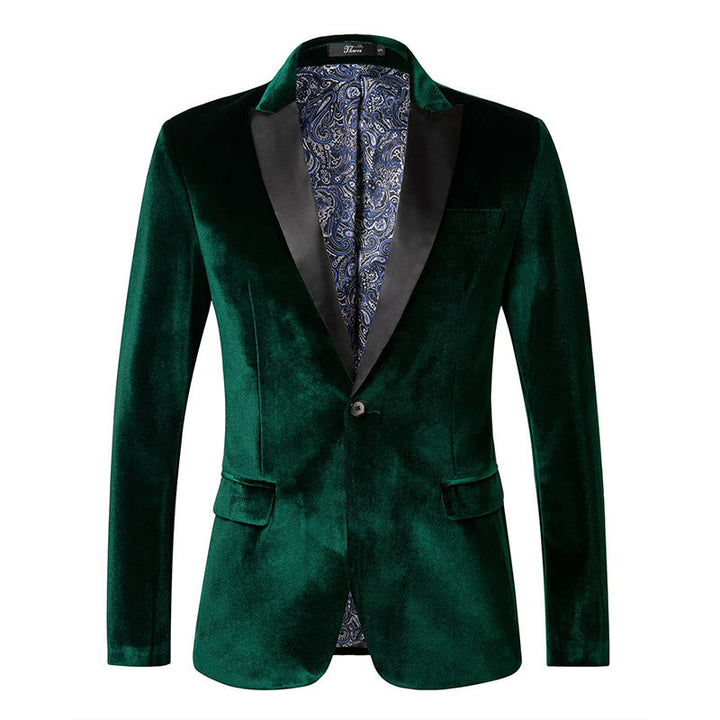 Men's Tailored Velvet Tuxedo Jacket with Satin Lapels