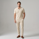 Men's Waffle-Texture Zip Polo and Trousers Two-Piece Set