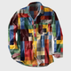 Men's Retro Patchwork Print Button-Up Shirt