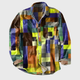 Men's Retro Patchwork Print Button-Up Shirt