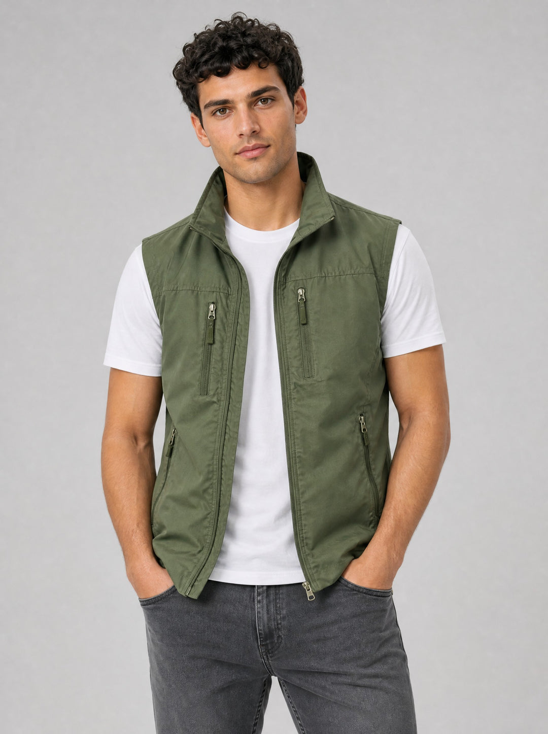 Men's Zip-Front Bodywarmer in army green