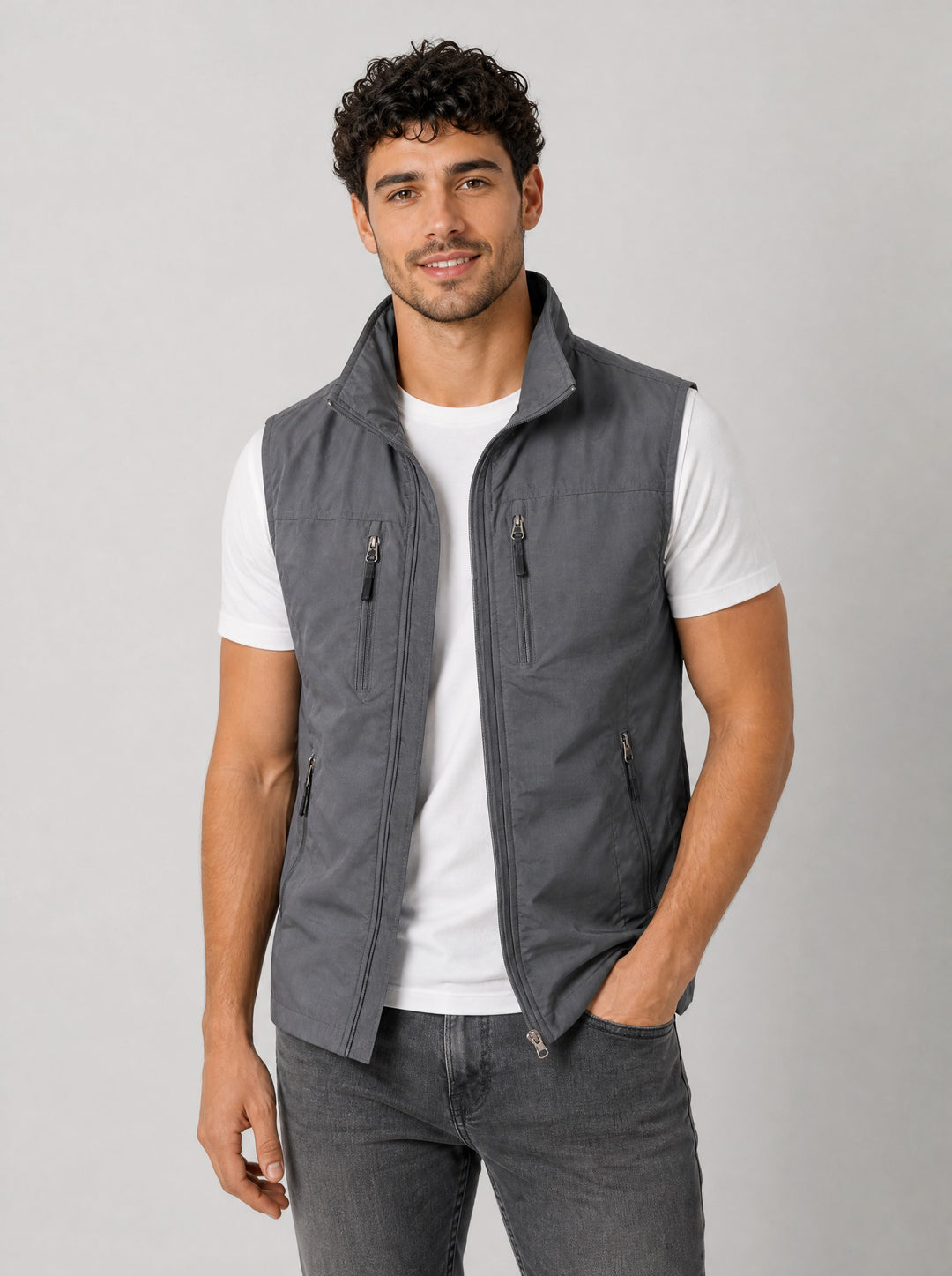 Men's Zip-Front Bodywarmer in grey