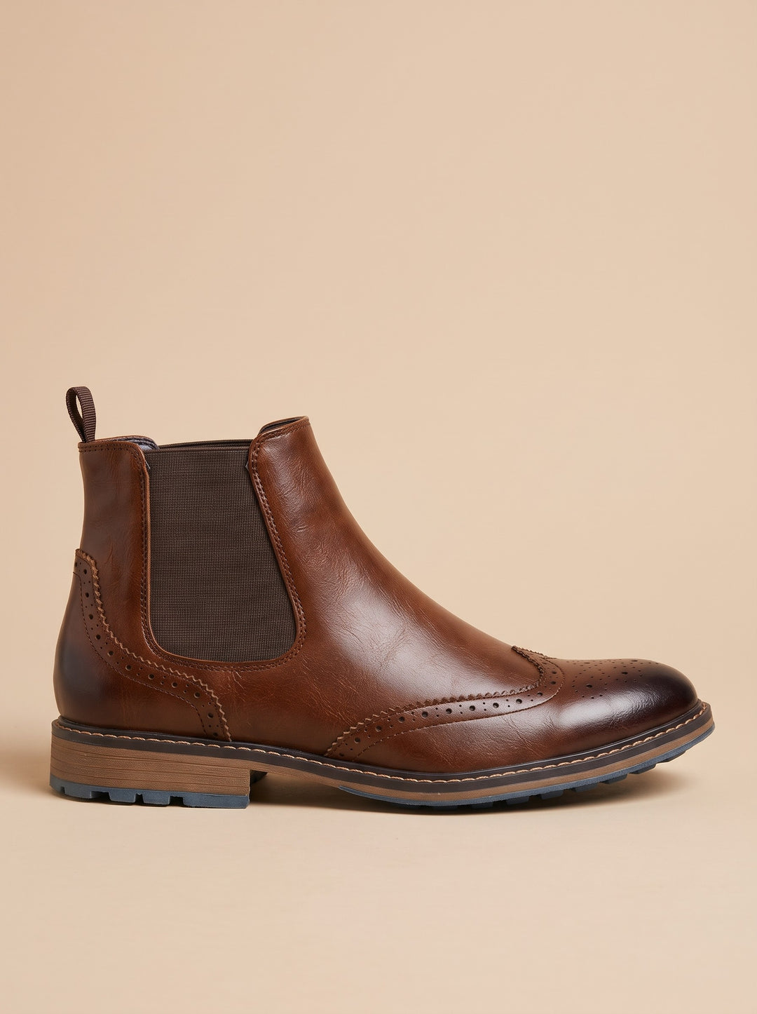 Men's Brogue Chelsea Boots in dark brown