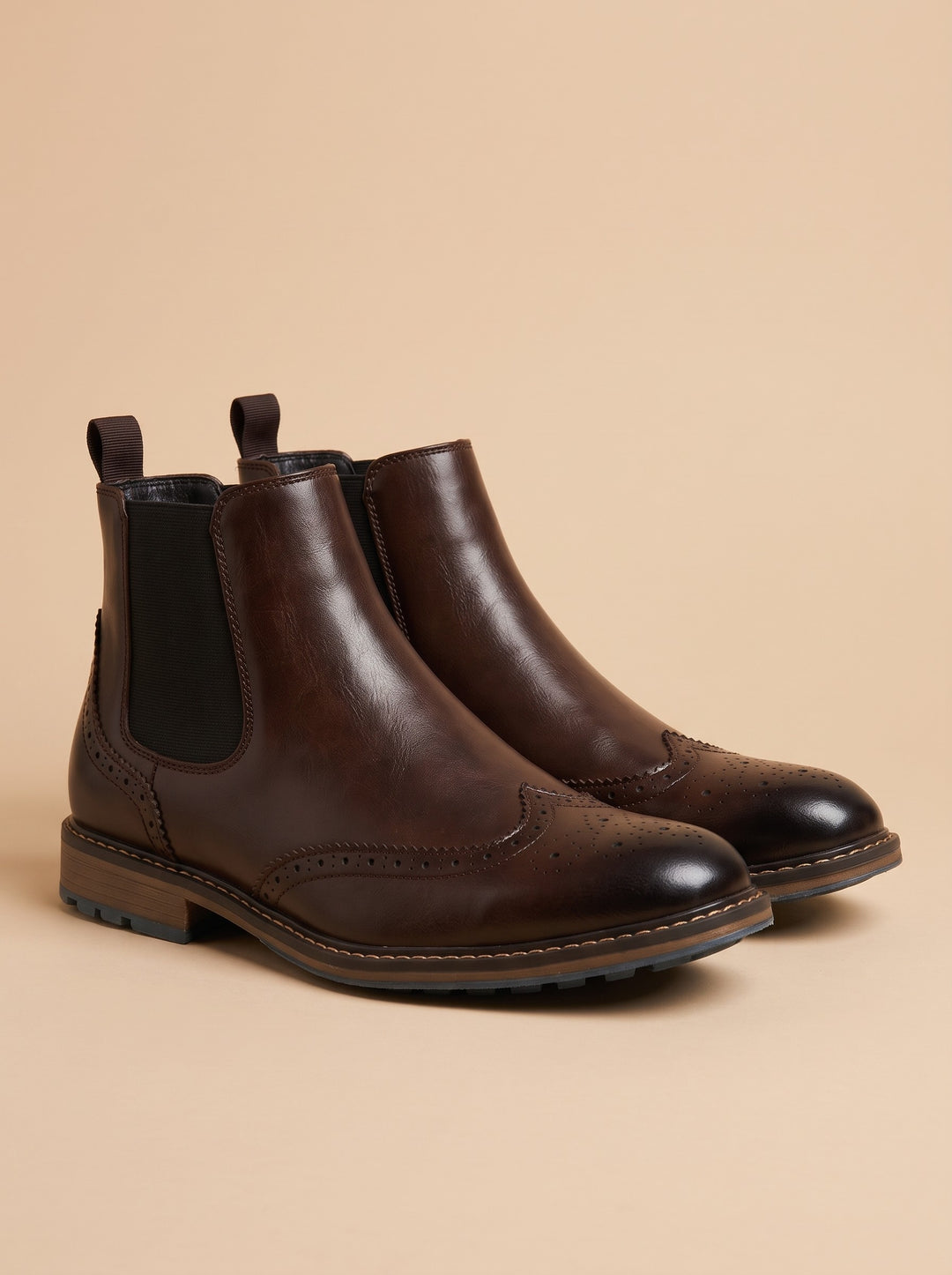 Men's Brogue Chelsea Boots in dark brown
