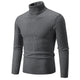 Men's long-sleeve cable knit turtleneck sweater with ribbed trims