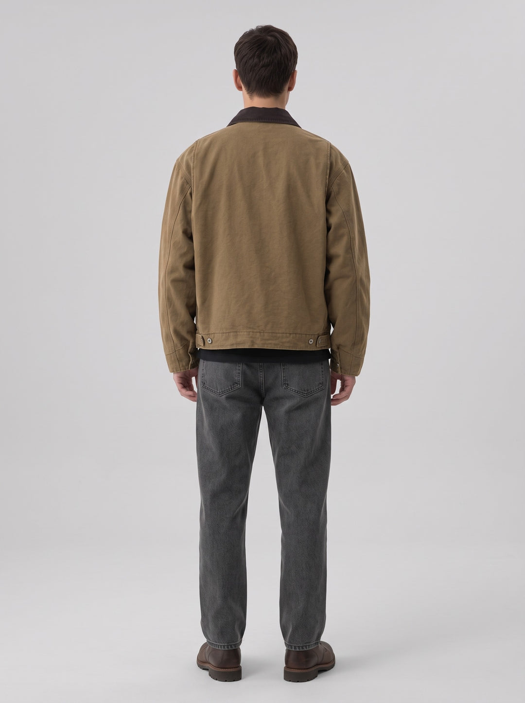 Men's Canvas Barn Jacket with Corduroy Collar in brown