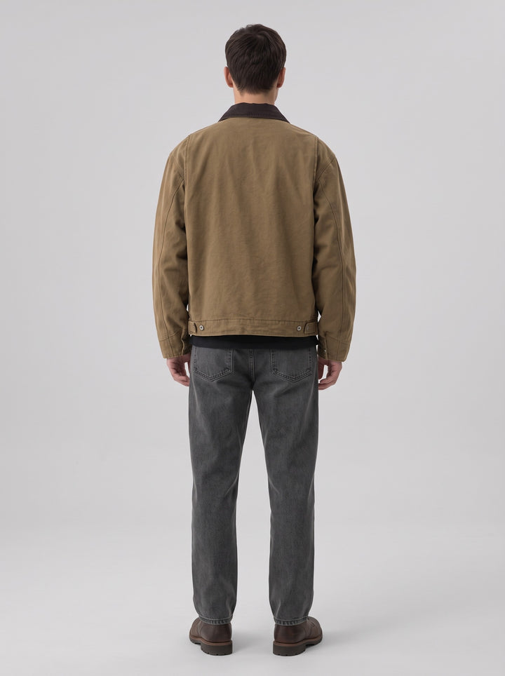 Men's Canvas Barn Jacket with Corduroy Collar in brown