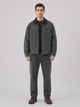 Men's Canvas Barn Jacket with Corduroy Collar in olive green