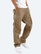 Men's relaxed cargo trousers with side pockets and cuffed hems