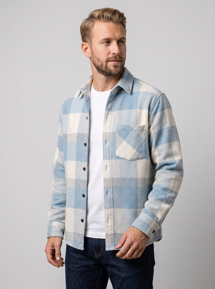 Men's Checked Flannel Overshirt in blue