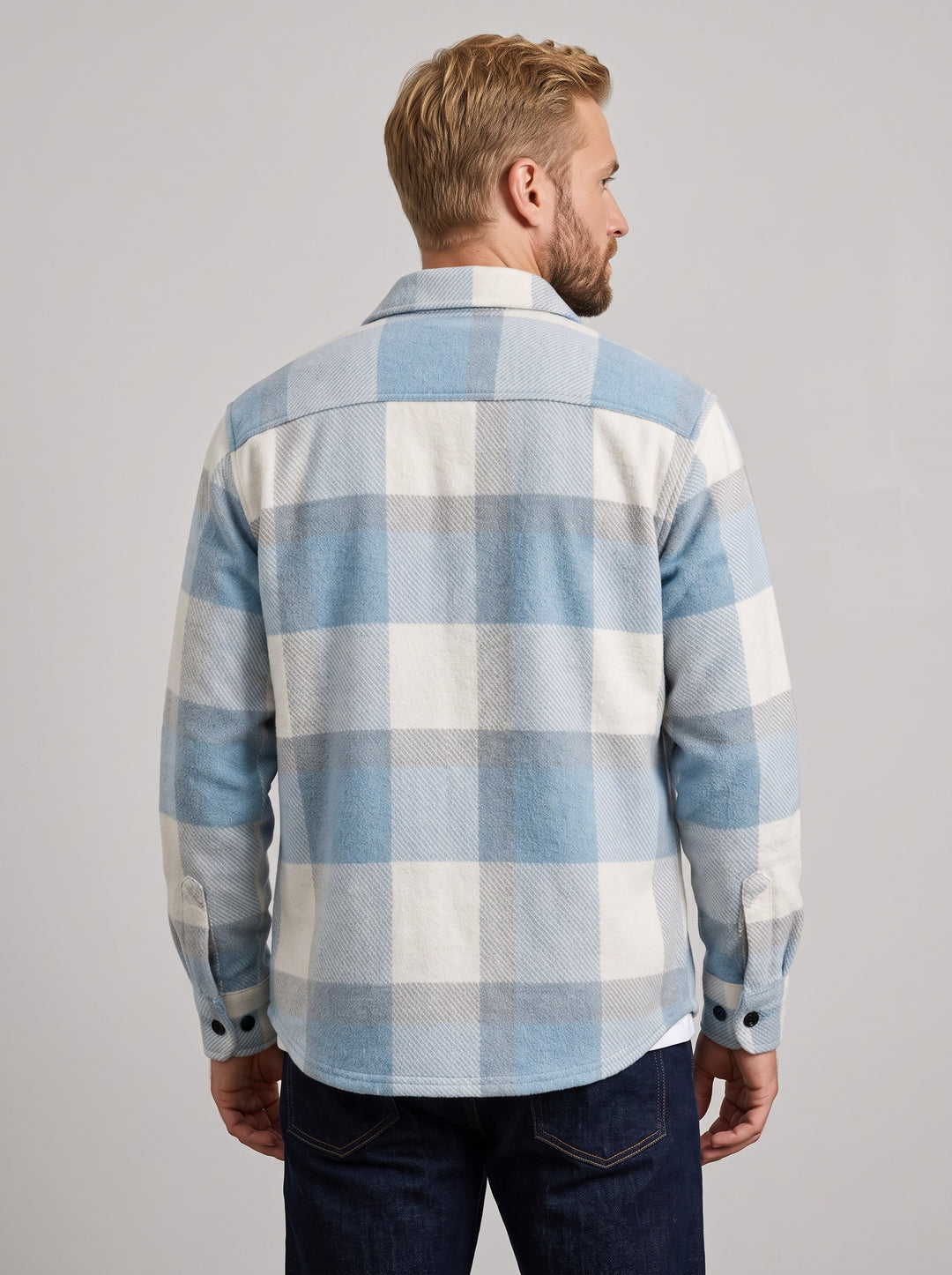 Men's Checked Flannel Overshirt in blue