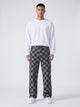 Men's Checkerboard Straight-Leg Trousers in black