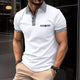 Men's short sleeve knit polo shirt with checkered trim