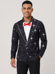 Men's Christmas Tuxedo Print Party Shirt in black sparkle