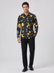 Men's Festive Christmas Print Shirt in black gold reindeer