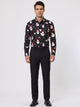 Men's Festive Christmas Print Shirt in black snowman