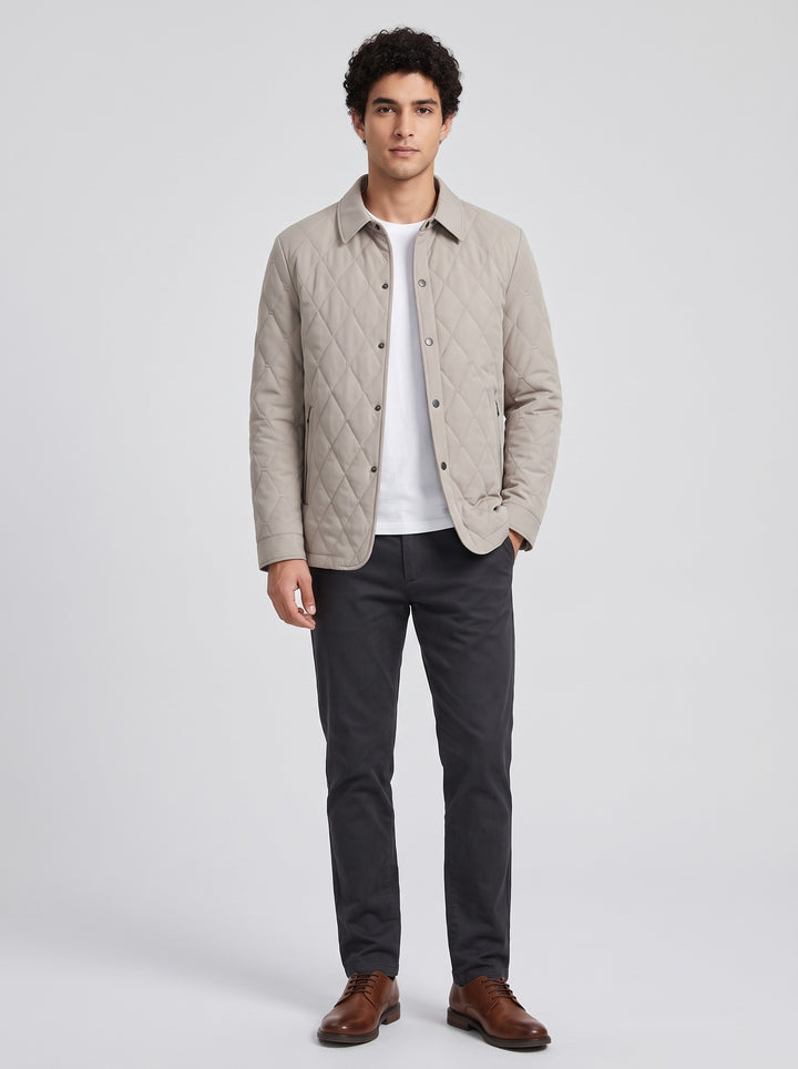 Men's Diamond Quilted Jacket in beige
