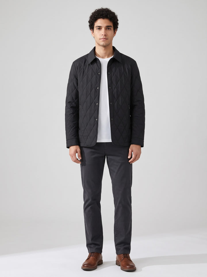 Men's Diamond Quilted Jacket in black