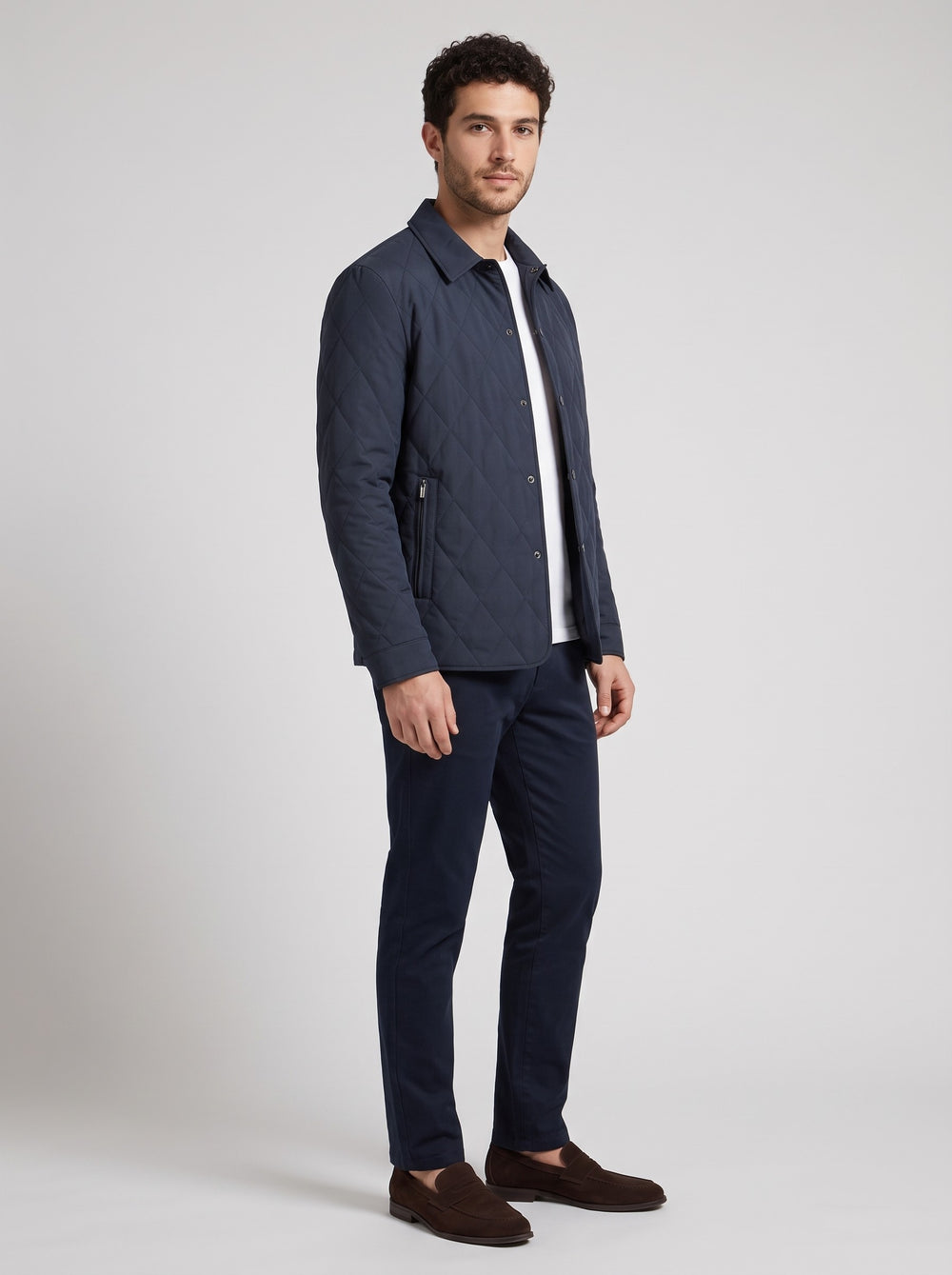 Men's Diamond Quilted Jacket in navy