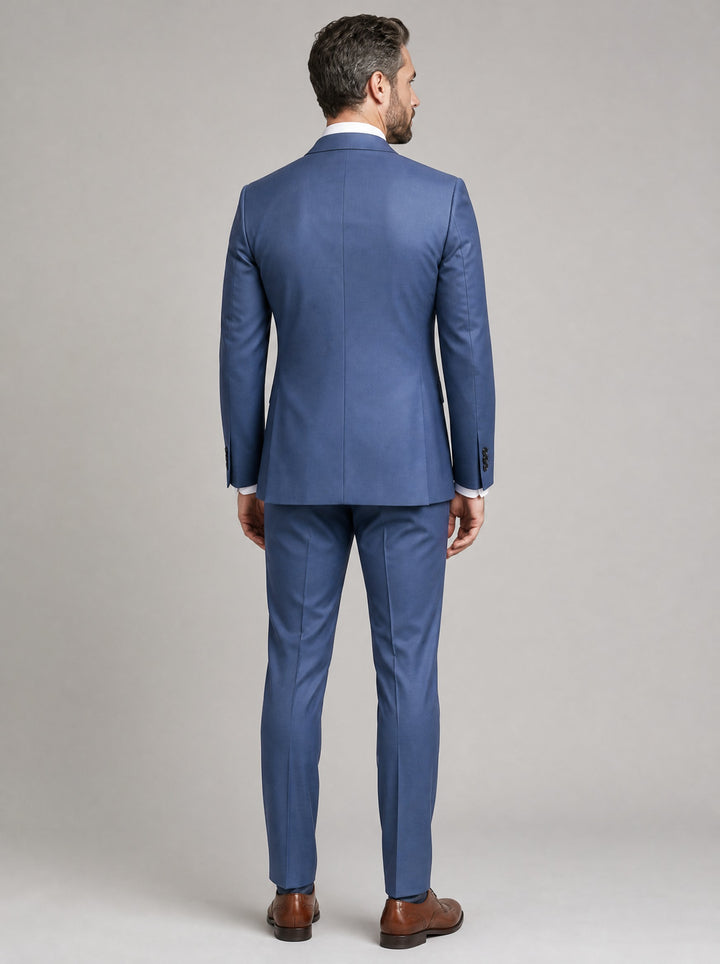 Men's Double-Breasted Two-Piece Suit in steel blue