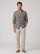 Men's Relaxed Floral Embroidered Linen-Look Shirt in grey