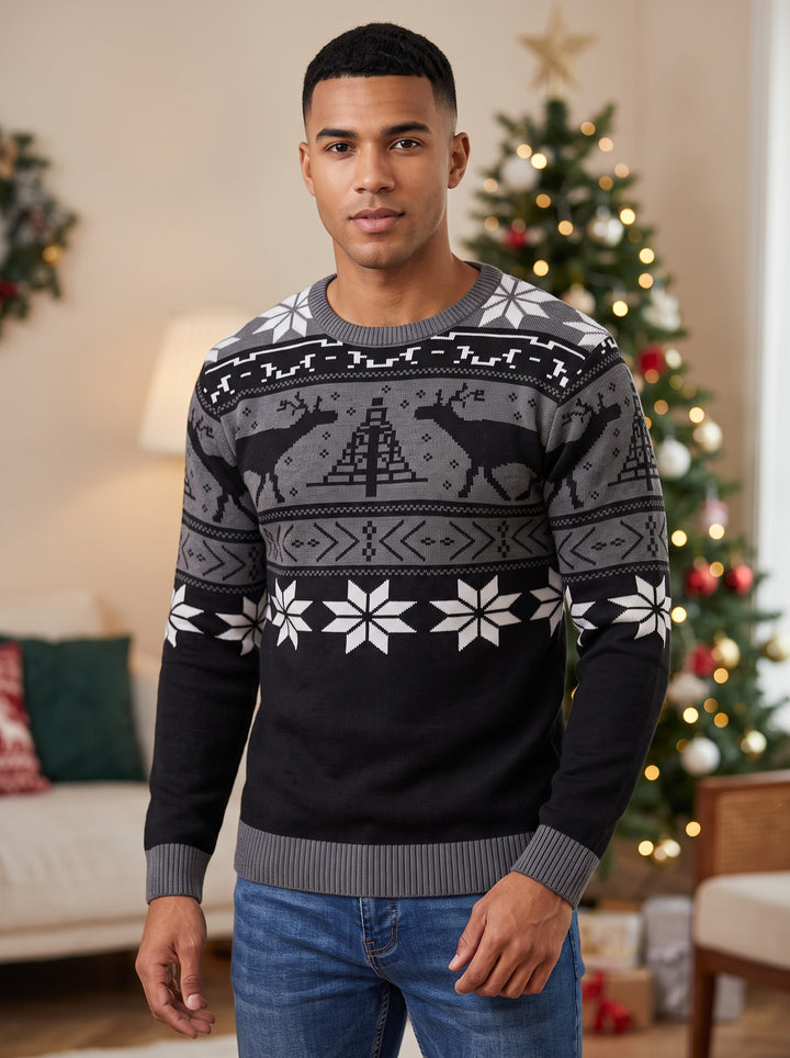 Men's Fair Isle Christmas Jumper in black