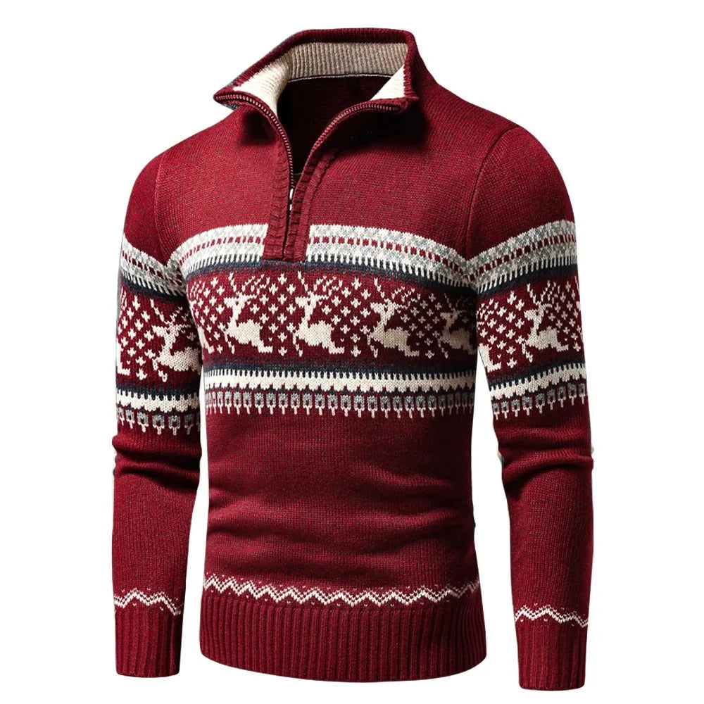 Men's Fair Isle Reindeer Half-Zip Jumper