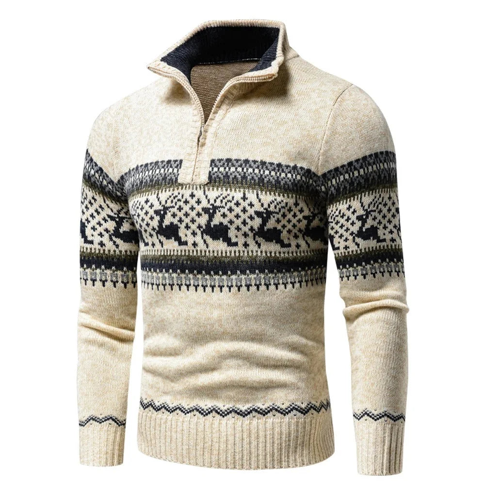 Men's Fair Isle Reindeer Half-Zip Jumper