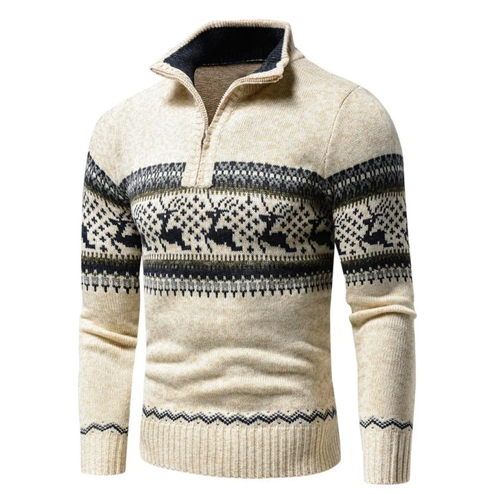 Men's Fair Isle Reindeer Half-Zip Jumper