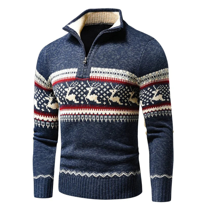 Men's Fair Isle Reindeer Half-Zip Jumper