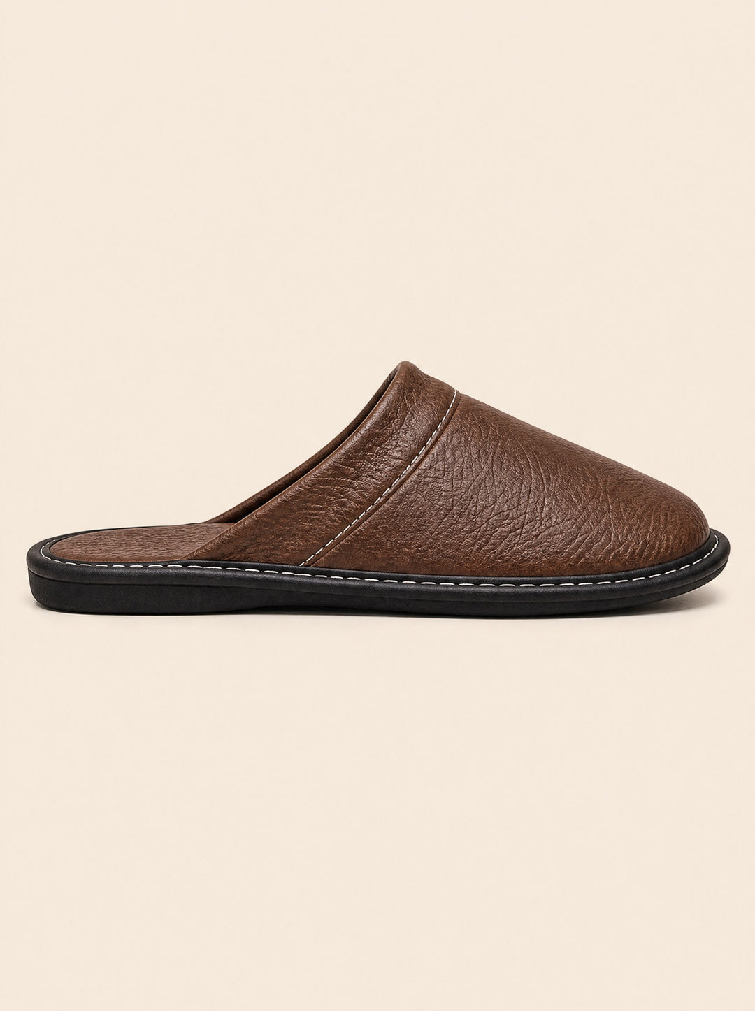 Men's Faux Leather House Slippers in brown