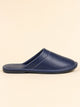 Men's Faux Leather House Slippers in dark blue
