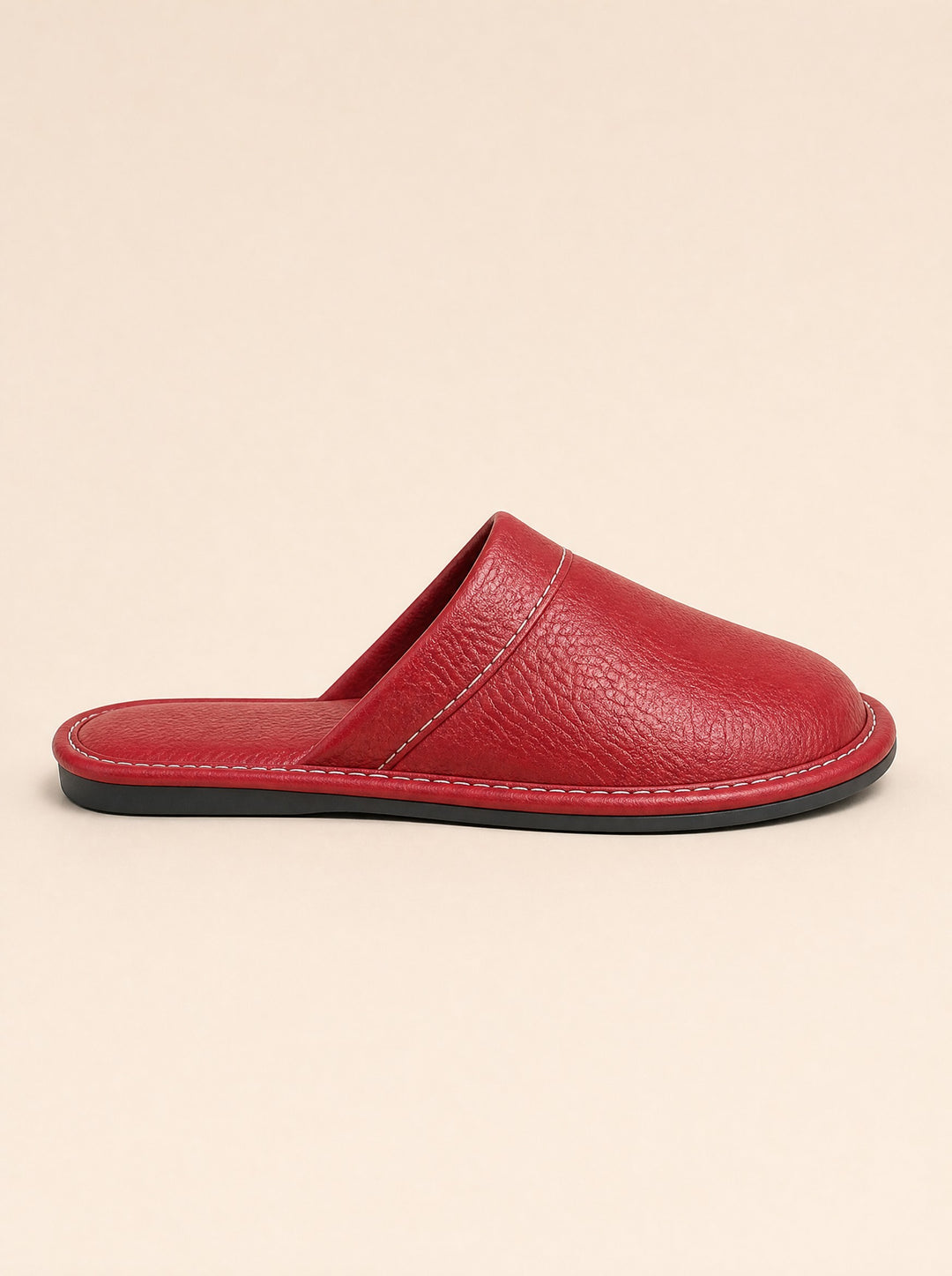 Men's Faux Leather House Slippers in red