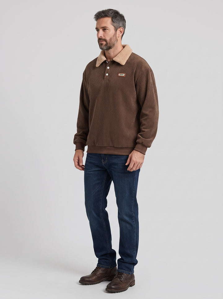 Men's Fleece Collar Polo Jumper