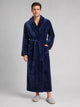 Men's Long Fleece Dressing Gown in navy