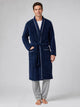 Men's Ribbed Fleece Dressing Gown in navy