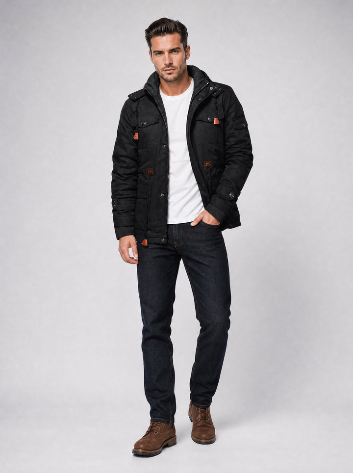 Men's Fleece Lined Utility Jacket in black