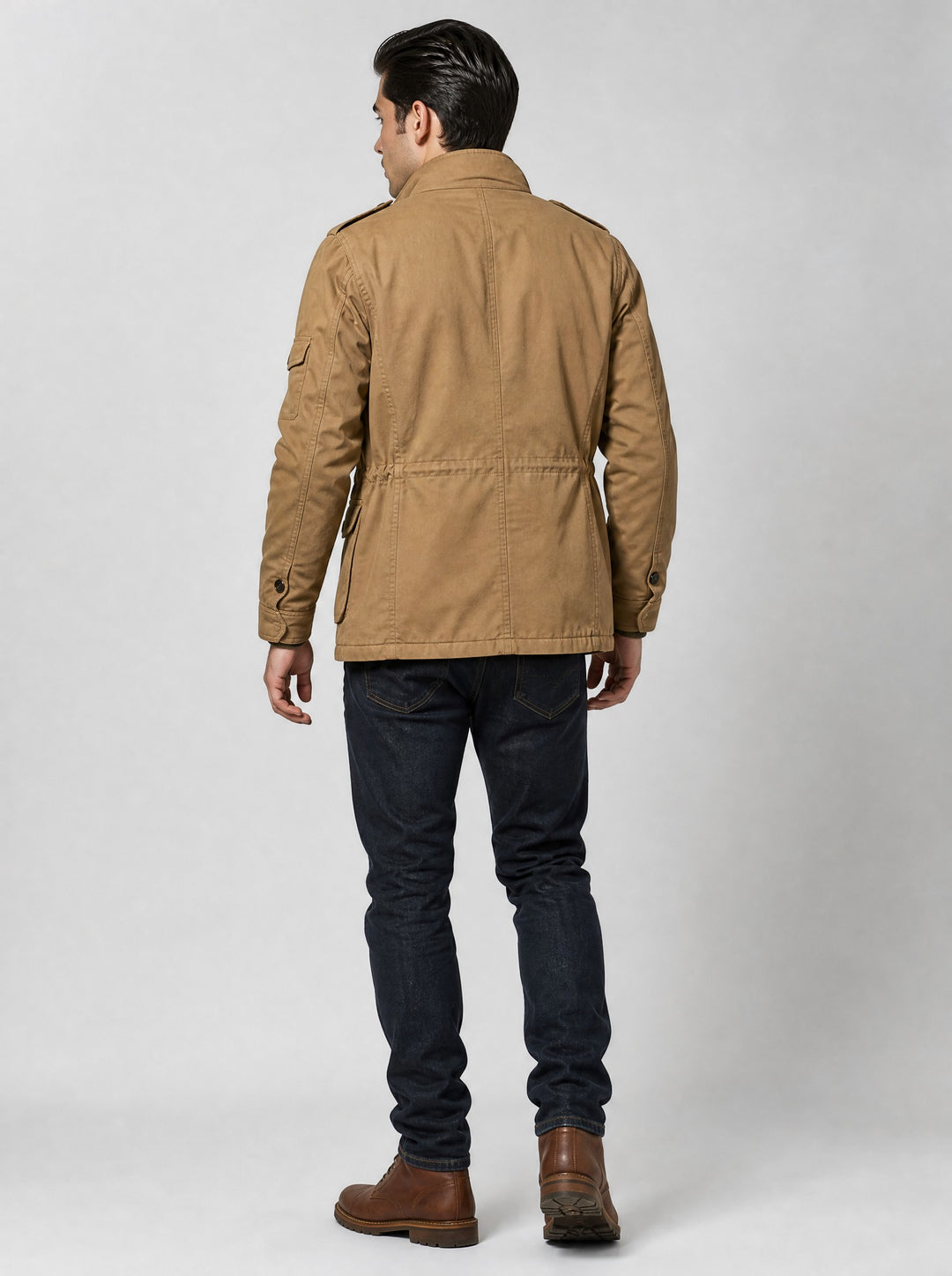 Men's Fleece Lined Utility Jacket in brown