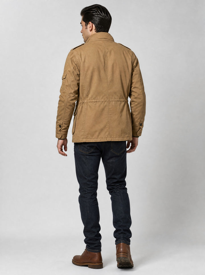 Men's Fleece Lined Utility Jacket in brown
