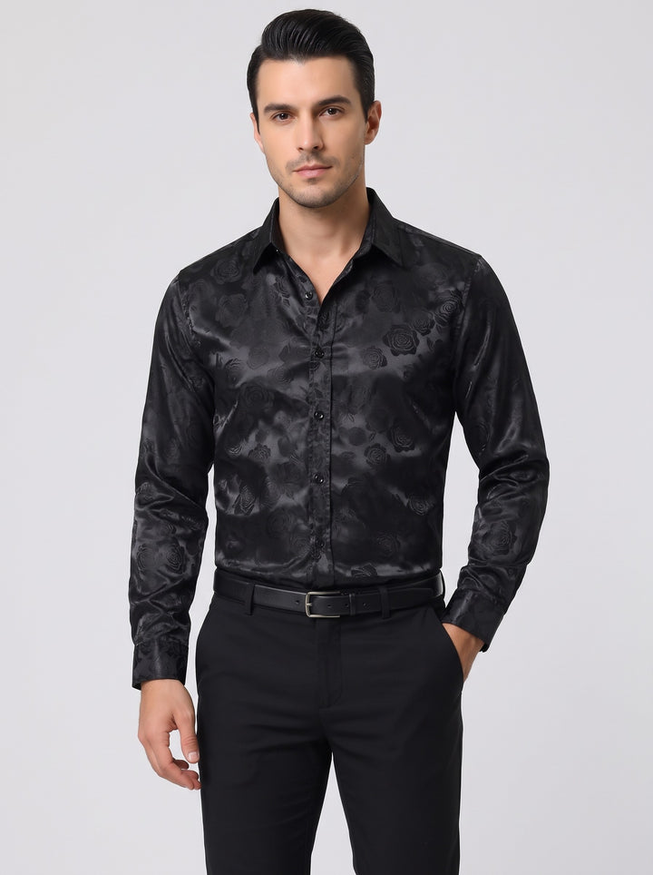 Men's Floral Jacquard Party Shirt