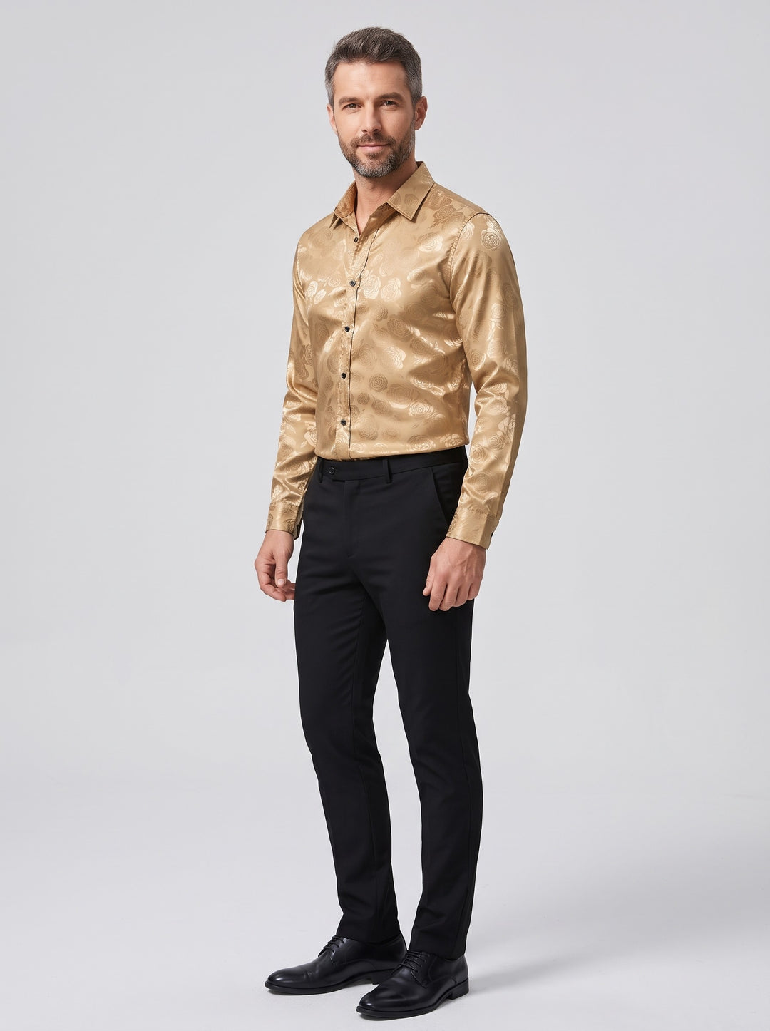 Men's Floral Jacquard Party Shirt
