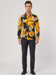 Men's Slim Fit Bold Floral Print Shirt in black