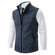 Men's sleeveless textured cardigan vest with stand collar and front zip