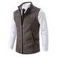 Men's sleeveless textured cardigan vest with stand collar and front zip