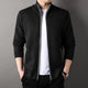 Men's textured knit cardigan with stand collar, zip fastening and ribbed trims