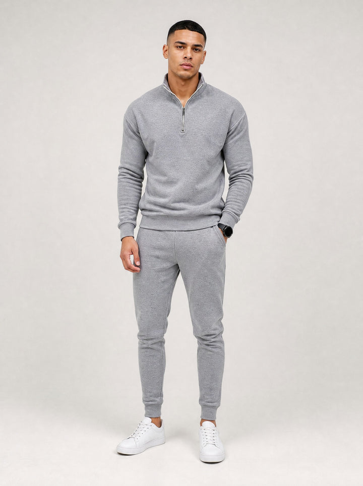 Men's Textured Half-Zip Tracksuit in grey