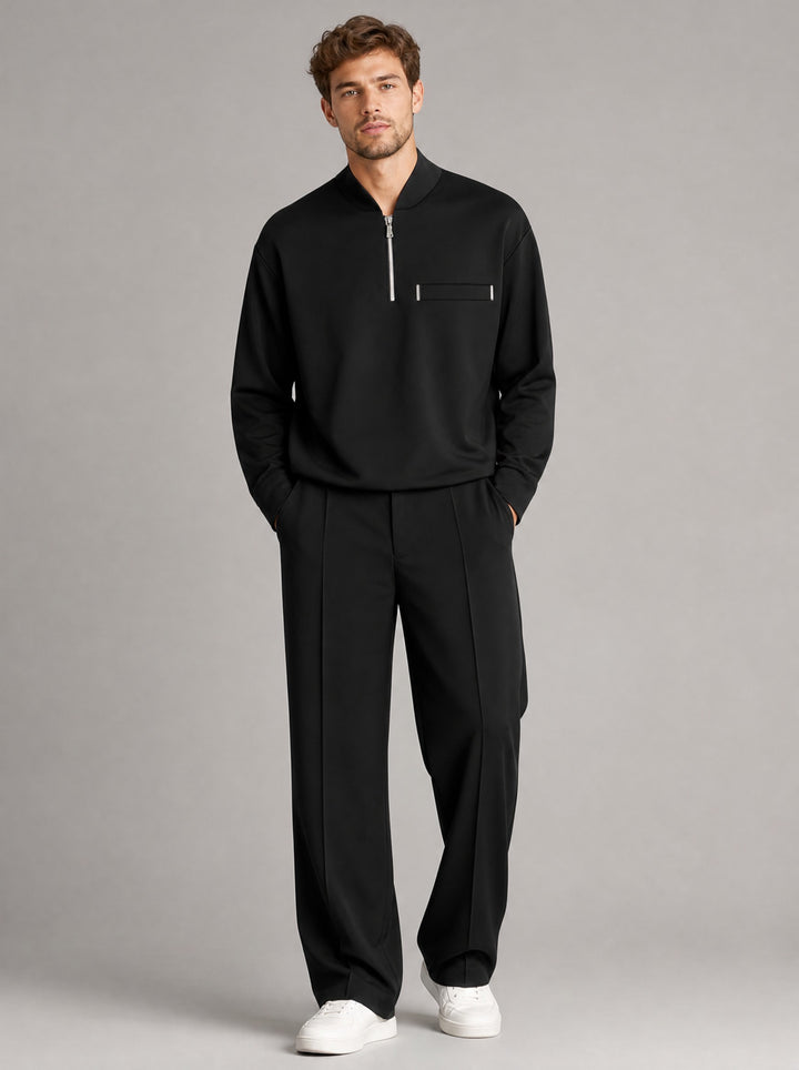 Men's Half-Zip Two-Piece Set in black