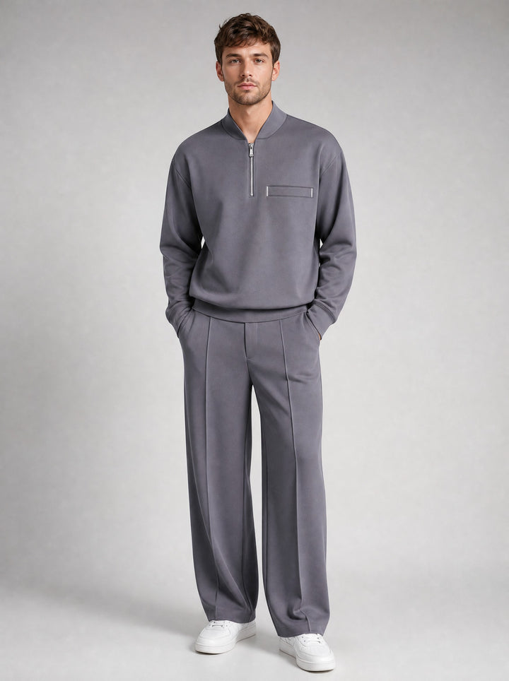 Men's Half-Zip Two-Piece Set in grey