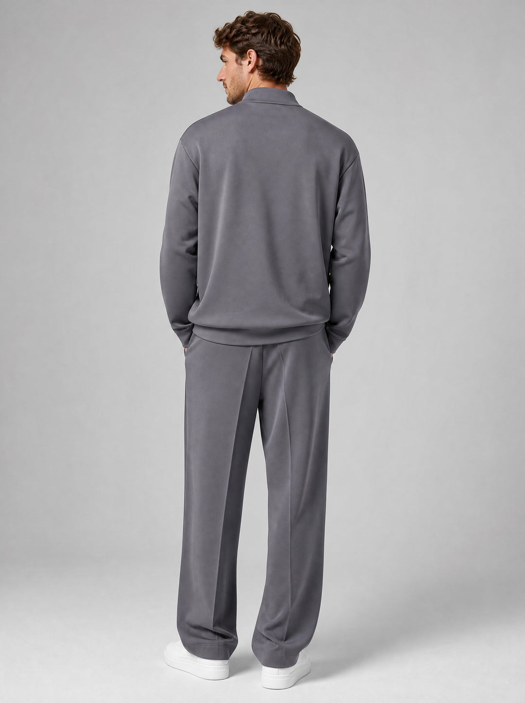 Men's Half-Zip Two-Piece Set in grey