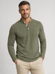 Men's Grandad Collar Henley Shirt in military green